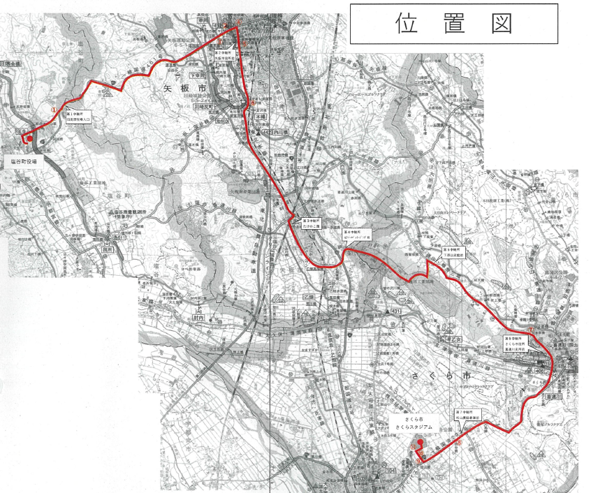第68回塩谷地区駅伝競走大会コースの地図