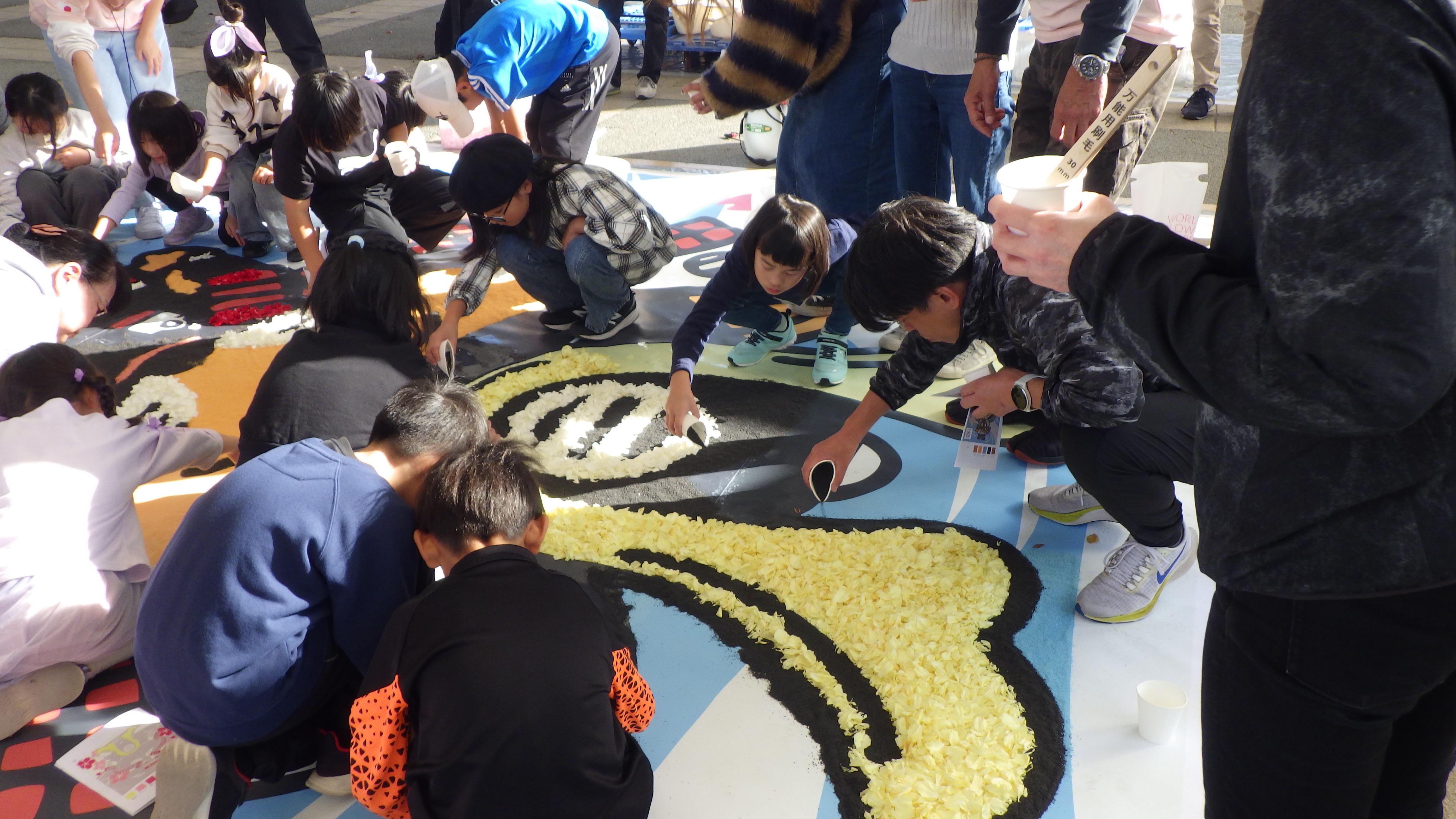 フラワーカーペット作成中 フラワーカーペット作成中